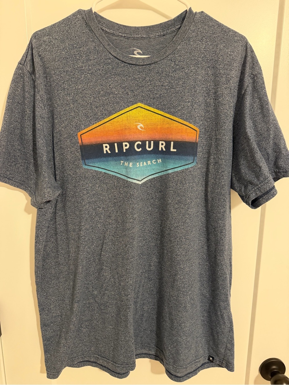 Rip Curl Blue Heather Short Sleeve Graphic Tee with Sunset Logo